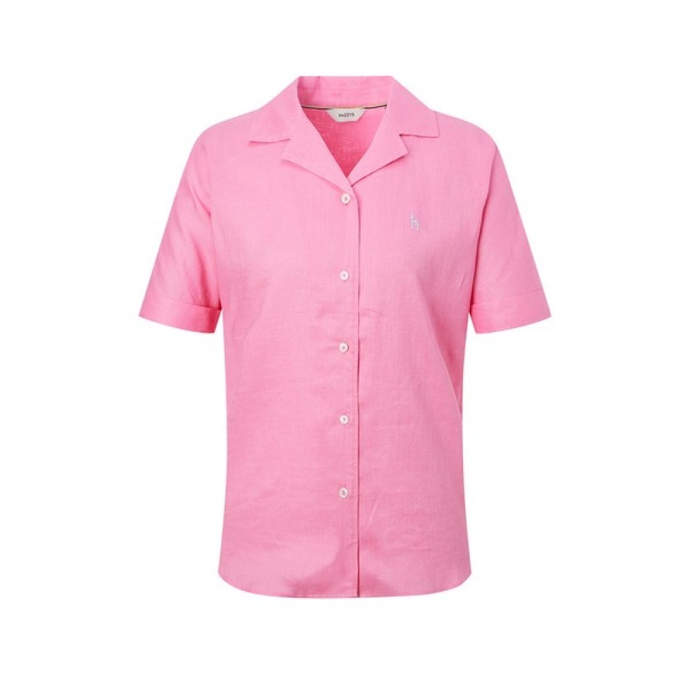 [ヘッジズレディース] 25SS リネンショートスリーブシャツピンク HSSH5BC44P2