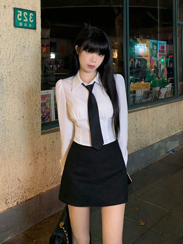 オールインワンセットアップセットアップネクタイ シャツ トップス 美脚 ボトムス 3点セット ショート丈 韓国っぽ ジャケット 長袖 仮装 女子高生コスプレ ミニスカート プリーツスカートセットア