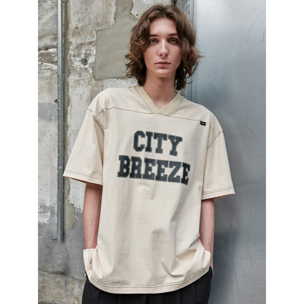 CITYBREEZE メンズシティフットボールショートスリーブ T シャツベージュ