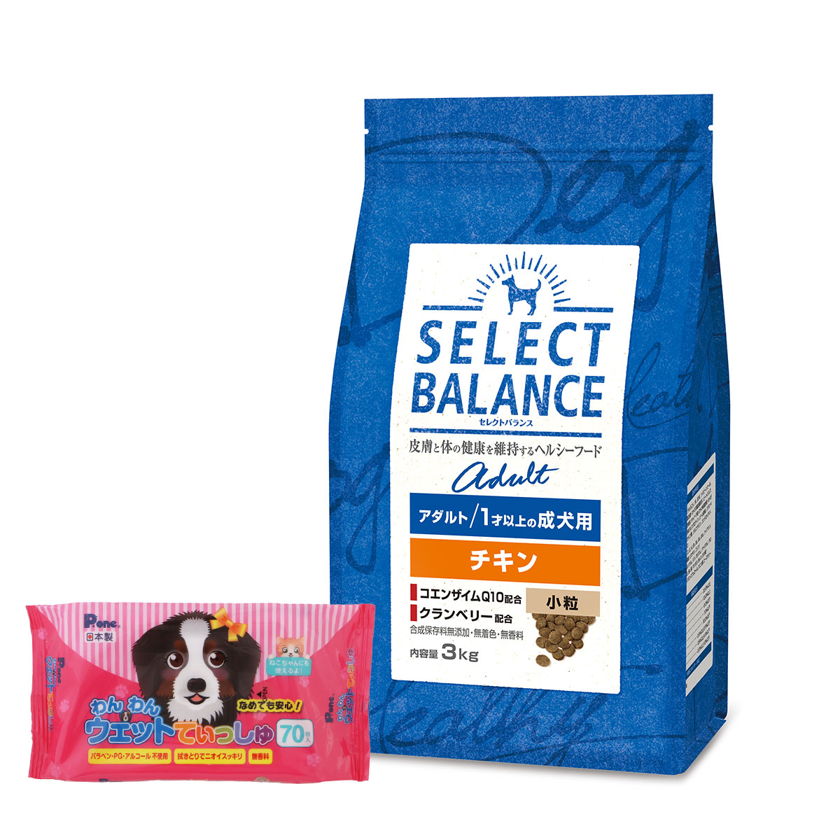 セレクトバランス アダルト チキン 小粒3kg【わんわんウエットてぃっしゅ1個付き】