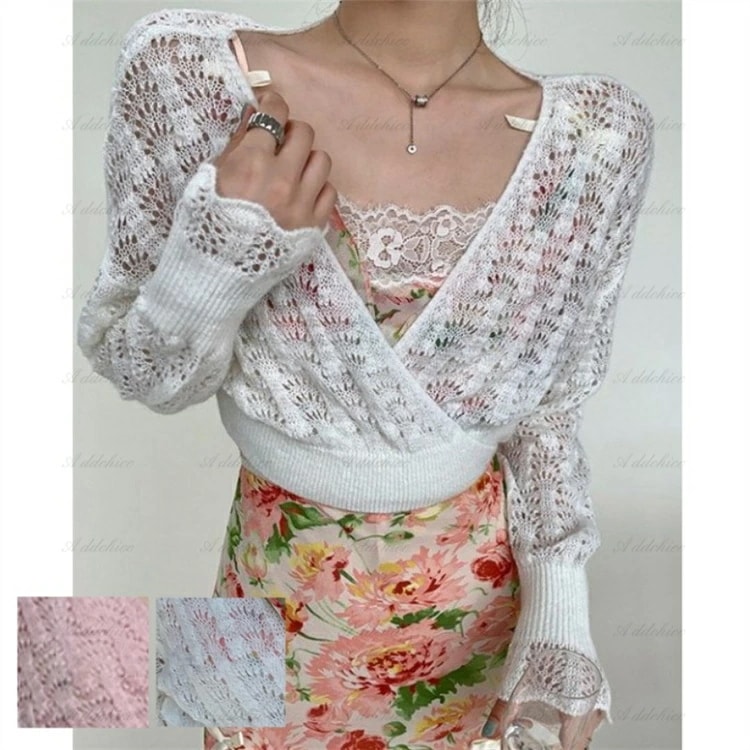 春 夏 カーディガン 透かし編み トップス コート アウター 薄手 UVカット ショート丈 レディース 春 夏 秋 長袖 夏コート 紫外線対策 冷房対策 シアー 透け オフィスカジュアル ライトアウタ