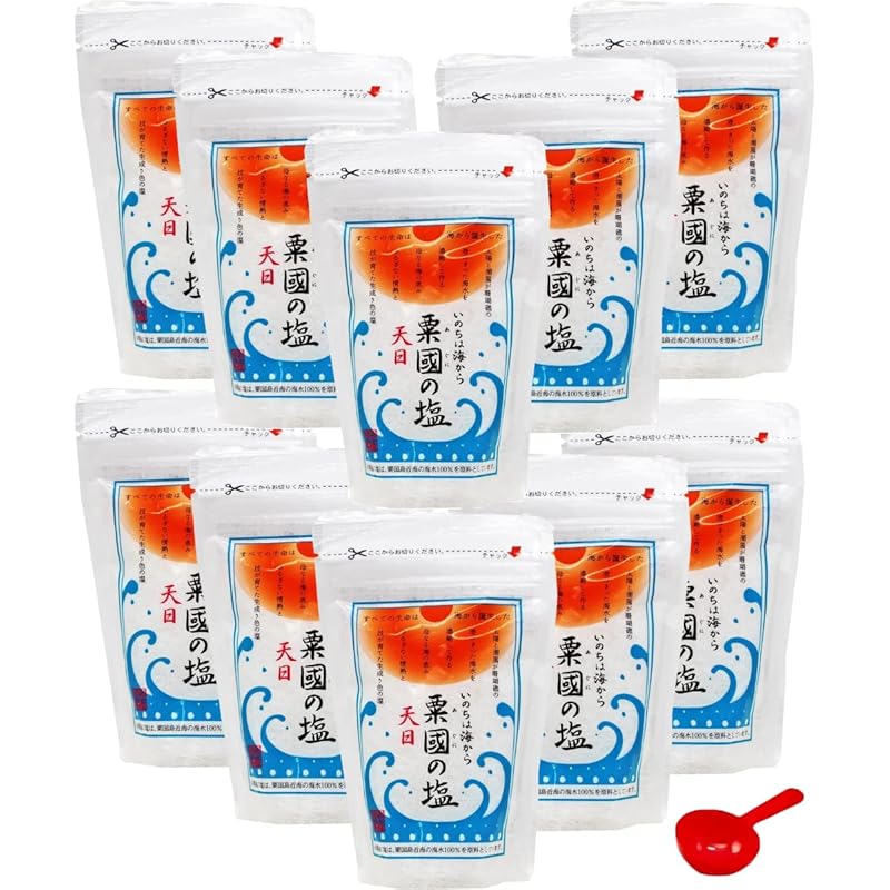粟國の塩 天日 10袋セット 粟国島近海の海水100％ 軽量スプーン付き あぐにのしお にがり