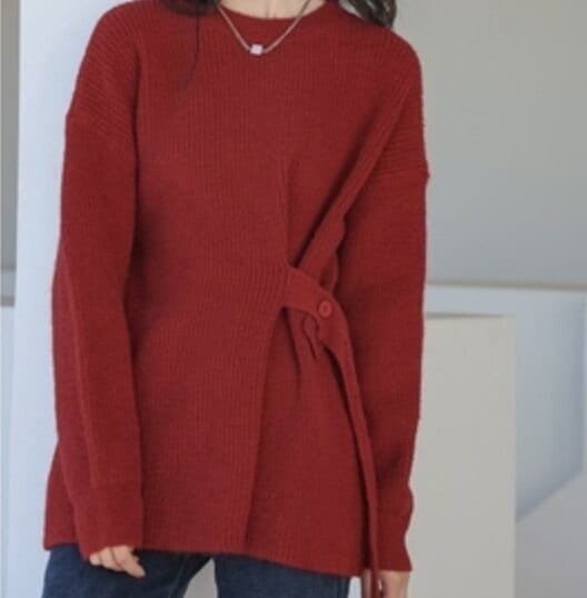 トップス レディース ニット 長袖 秋 冬 ボタンデザイン 個性的 デート かわいい 大人可愛い きれいめ シンプル カジュアル 大人 上品 おしゃれ お洒落 お出かけ 着回し 普段使い レッド 8,483円