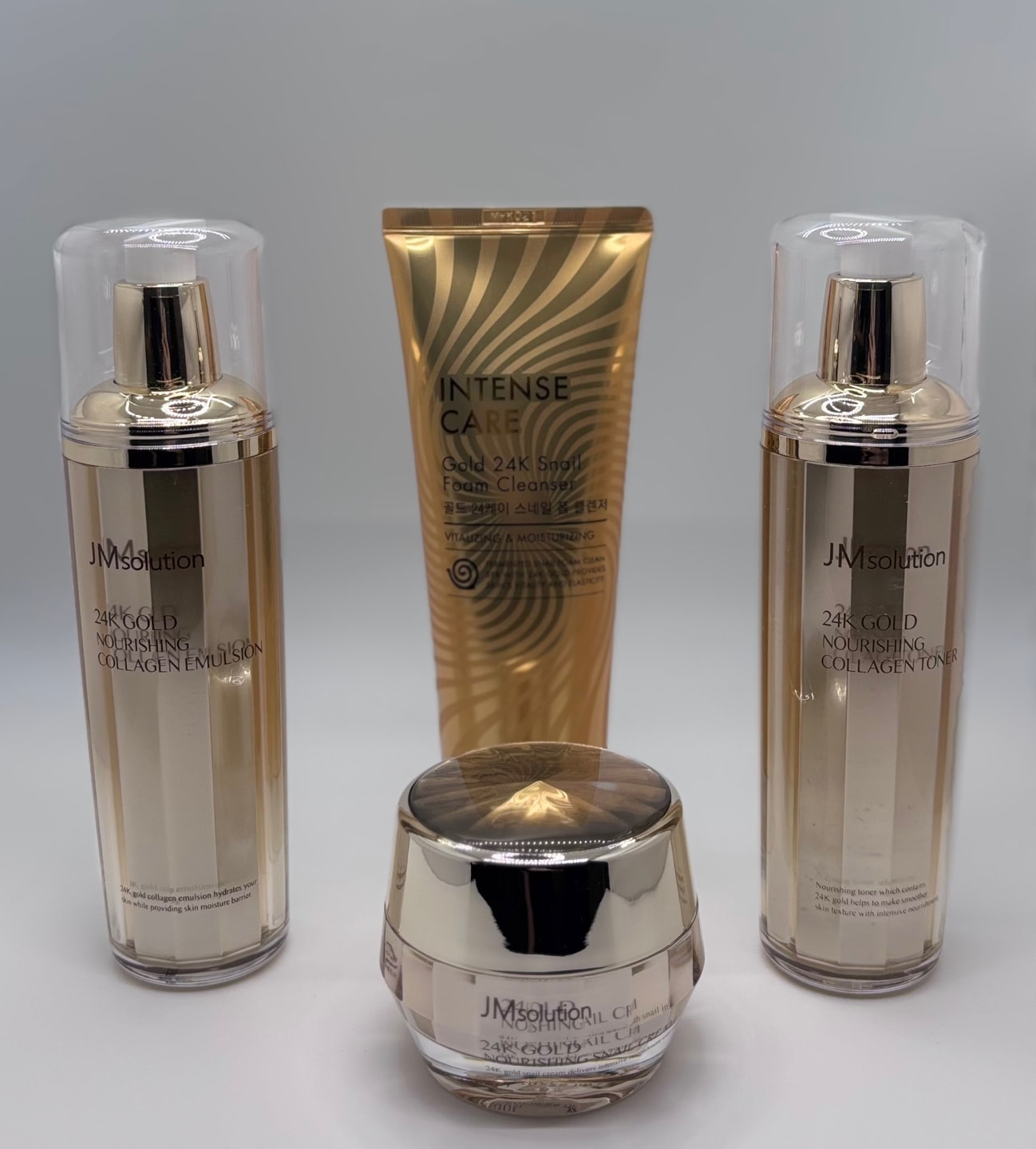 24k gold nourshing snail cream + collagen emultion x2 + snail foam cleanser