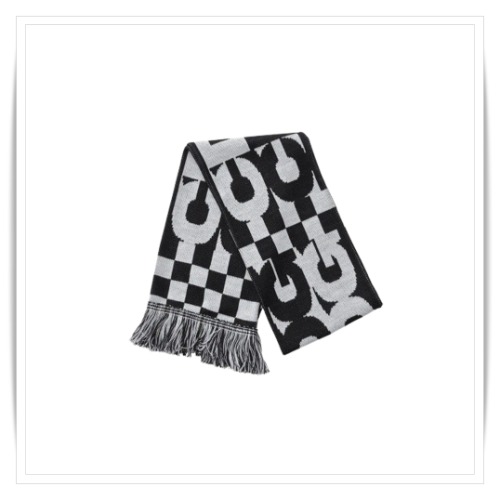 CDG マフラースカーフ Logo Check Scarf White Black
