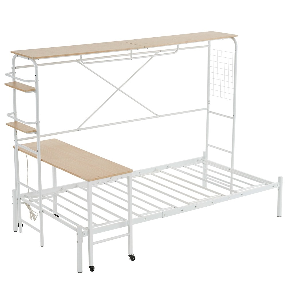 【本日限り激安SALE】【国内即発送】シングルベッド パイプベッド ベッドフレーム 一人暮らし 収納 1人用 おしゃれ 北欧風 大人用 スチール 耐震 収納付き 北欧風