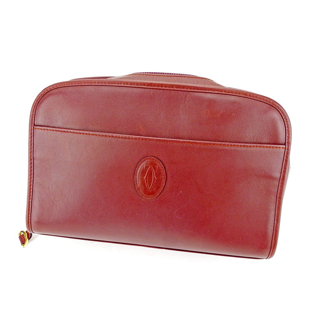 クラッチバッグ セカンドバッグ マストライン ボルドー ゴールド 中古