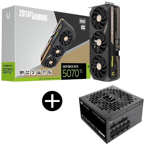 GAMING GeForceRTX5070Ti SOLID グラフィックボード + Thermaltake PS-TPT-0850FNFAGJ-3 ブラック TOUGHPOWER 電源ユニット セット