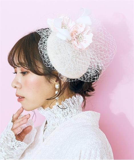 ヘアゴムシュシュ marun　ヘッドアクセサリー フラワーコサージュ付ヘアゴム・シュシュ