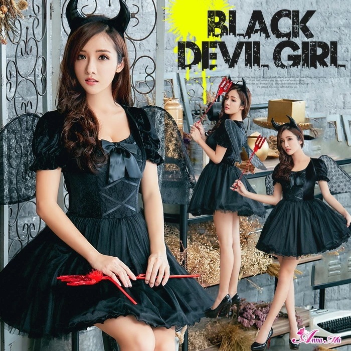 【即納】コスプレ デビル 衣装 仮装 ３点セット 悪魔 デビル 小悪魔 魔女 ウィッチ 魔法使い キャラクター カチューシャ 羽 セクシー コスチューム衣装 パーティー レディース 女性 大人 可愛い