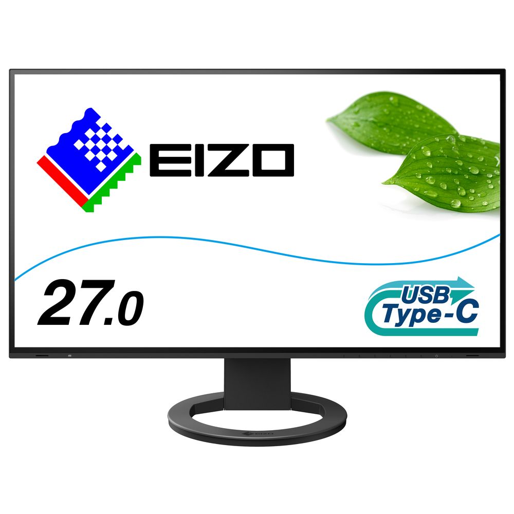 EIZO 液晶ディスプレイ(27型/IPS/WQHD 2560×1440/60Hz/5ms/HDMI/DP/USB Type-C/VESA/5年保証)(ブラック) EV2781BK