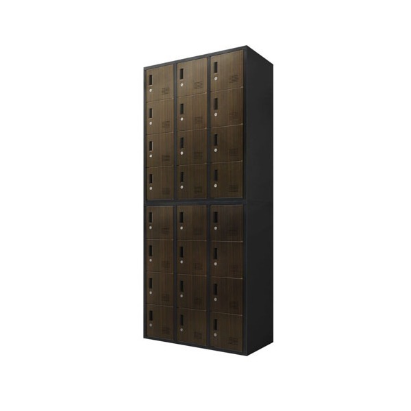 法人限定 Netforce FH-1212-C-W-DBR ダークブラウン FACILE (ファシル) シューズロッカー 24人用 2台セット シリンダー錠 木目 メーカー直送