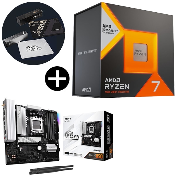 Ryzen7 7800X3D W/O Cooler ゲーミングプロセッサー + ASRock B850M Pro RS WiFi マザーボード + ASRockオリジナルマウスパッド セット