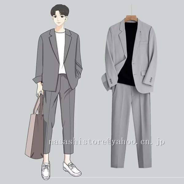 【即納】スーツ メンズ スーツセットアップ 上下セット ビジネススーツ 無地 スリム カジュアルスーツ フォーマルスーツ 洗える 紳士服 通勤 結婚式