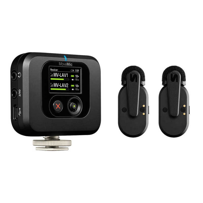 SHURE　クリップオン・ワイヤレスマイクロホン（2本 / 専用受信機キット） MoveMic Two Kit　MV-TWO-KIT-J-Z6