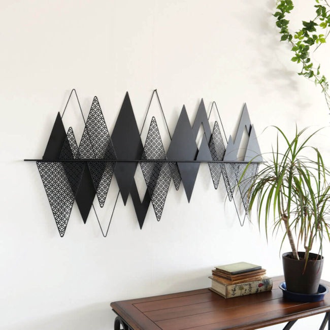 アイアン壁掛けウォールアート「トライアングル」壁飾り アートパネル 北欧 インテリア 玄関 リビング ウォールデコ（643）