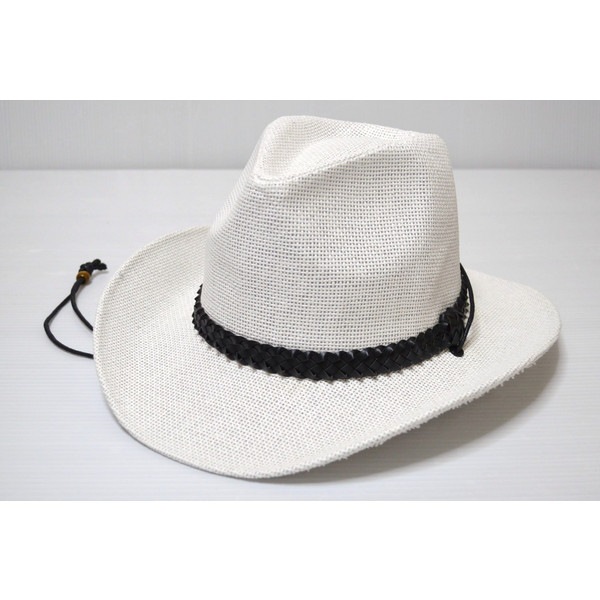 男女兼用 ペーパー素材 編みこみ帯 メッシュ テンガロン ウエスタンハット