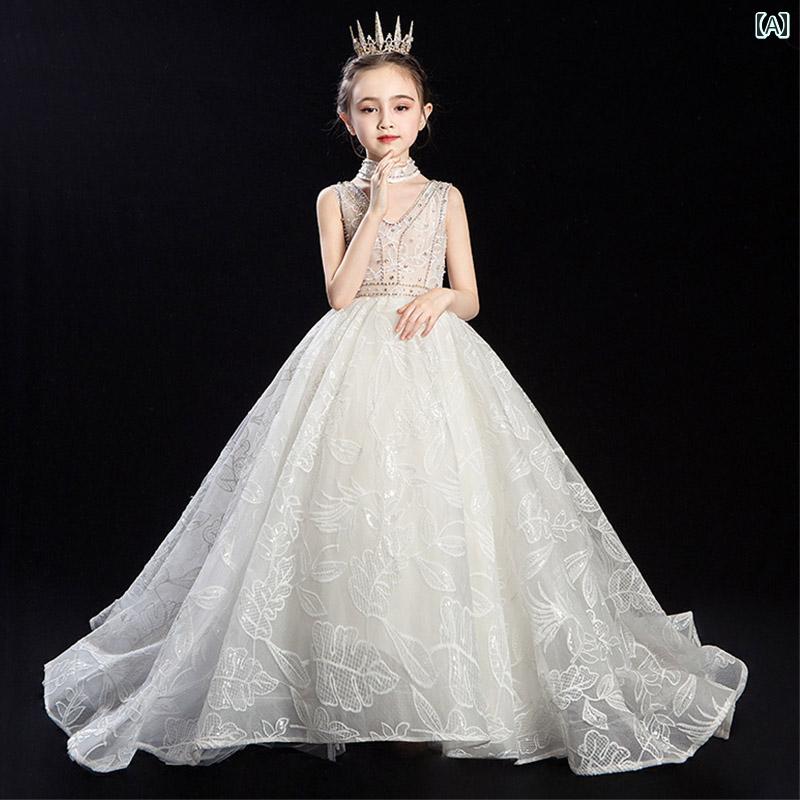 パーティードレス 女の子 イブニング チュチュスカート プリンセス フラワーガール 発表会 礼服 パフォーマンス おしゃれ テール 上品