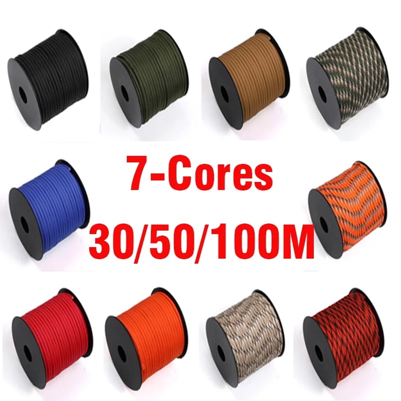 納期21日パラコード7ストランド,4mm,パラシュートロープ,アウトドア,キャンプ,サバイバル機器,DIY,550ミリタリーパラコード