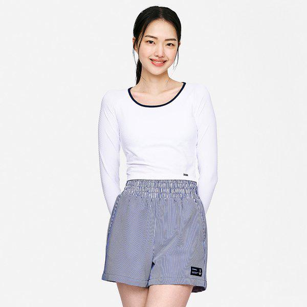 [] 女性用ノーティカルクロップラッシュガード ホワイト (B5SWWCR022WHT)