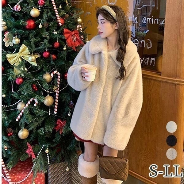 ふわふわ もこもこジャケット ファー 暖かい 帽子無し ベージュ ブラック ホワイト 大きいサイズ 萌え萌え アウター かわいい ジャケット ポケット付き bi272zezel9