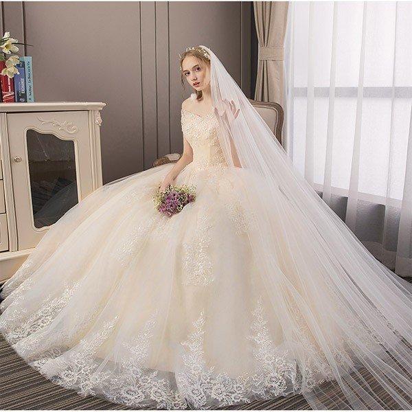 ウェディングドレス ウエディングドレス 白　袖あり レース 結婚式 花嫁 二次会 パーティードレス ロングドレス ブライダル 披露宴 大きいサイズ