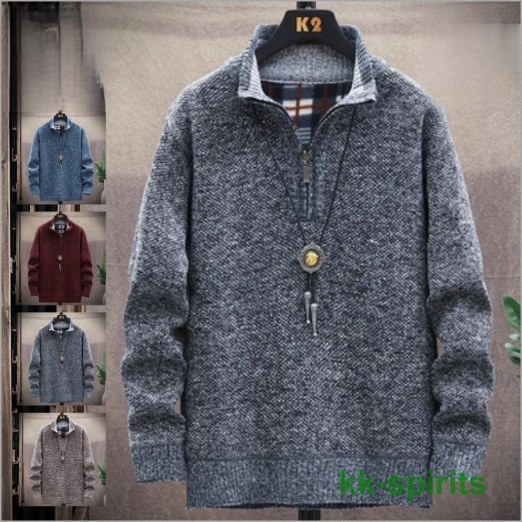 大きなプロモーション 数量限定 ニットセーター メンズ 立ち襟 ハーフジップ ニット 長袖 セーター 厚手 裏起毛 アウター 防寒 秋 早めに購入して早めに配送してもらいましょう 5,250円