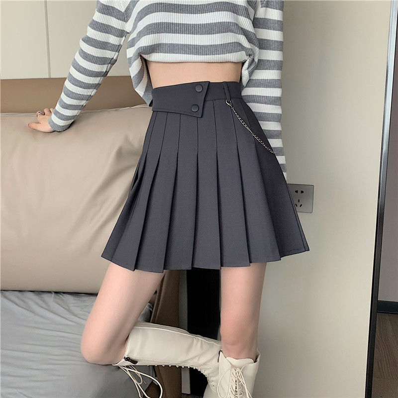 ミニスカート韓版A字スカートシンプル無地プリーツスカート ハイウエスト百掛けオールマッチ