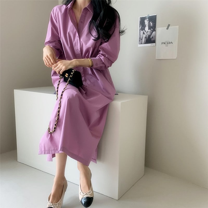 新作ロング丈ワンピース韓版セミロングノースリーブ気質長袖 シャツワンピース おしゃれ流行りキャミワンピース