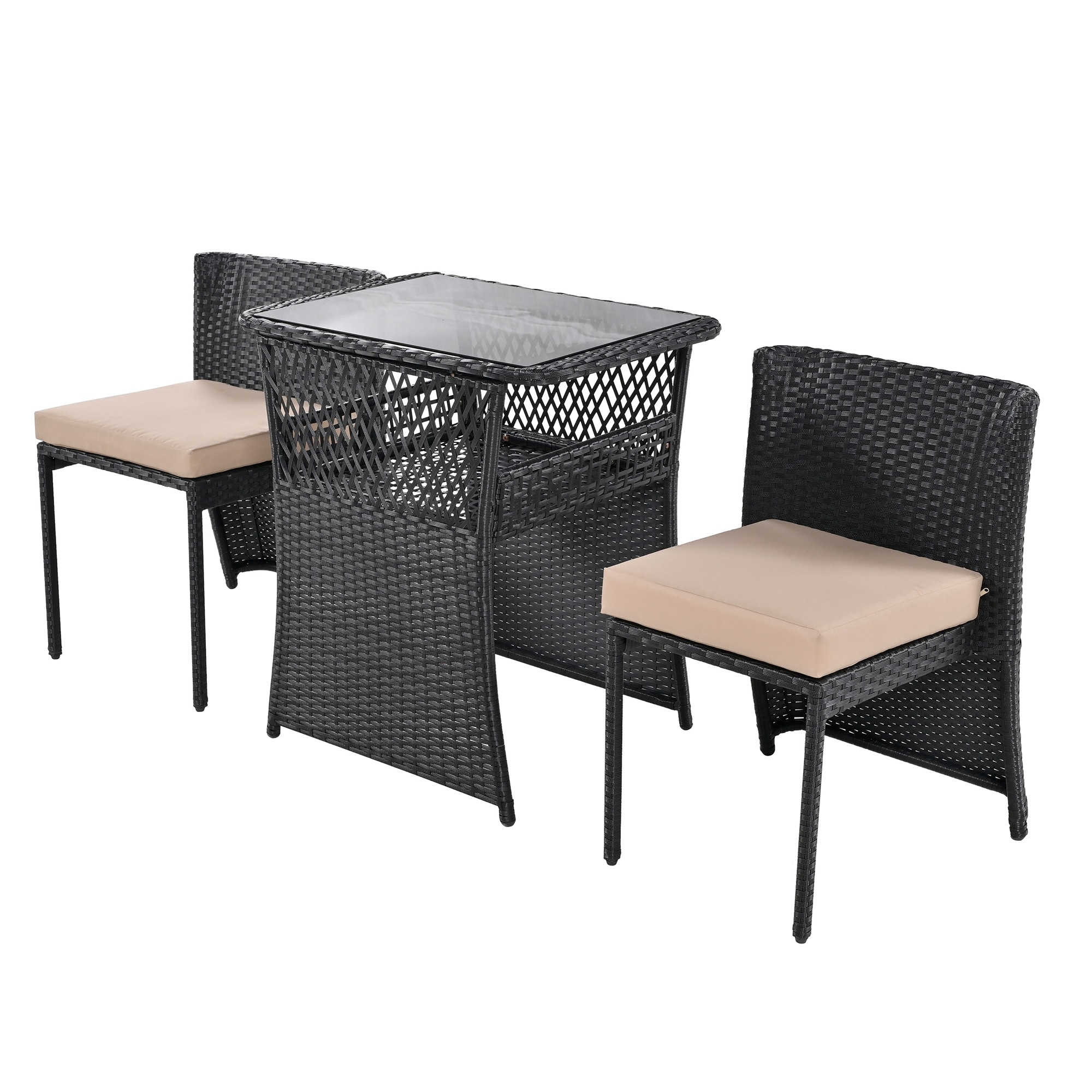 【国内即発送】ガーデン テーブル 3点セット ラタン調 ガーデンファニチャー ベランダテーブル ガーデンテーブル ガーデンチェアー テーブル コンパクト159