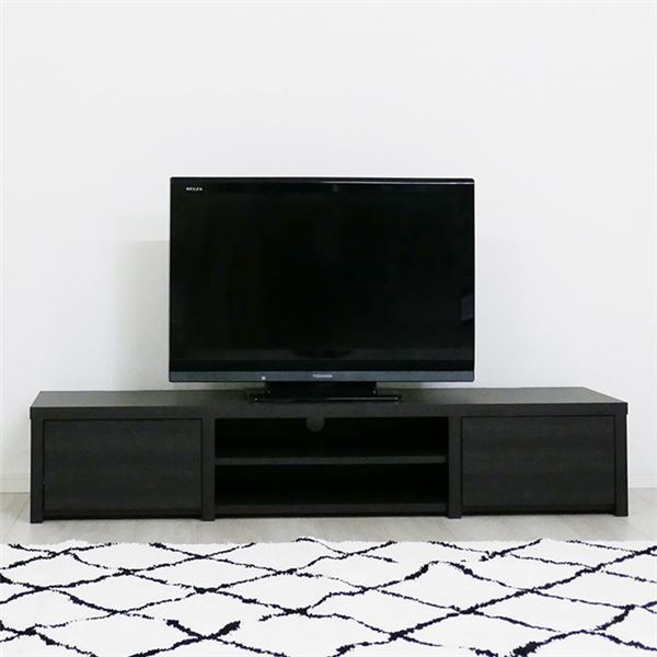 タップ収納付き テレビ台/テレビボード [幅177cm ブラック] 背面タップ収納付き 組立品
