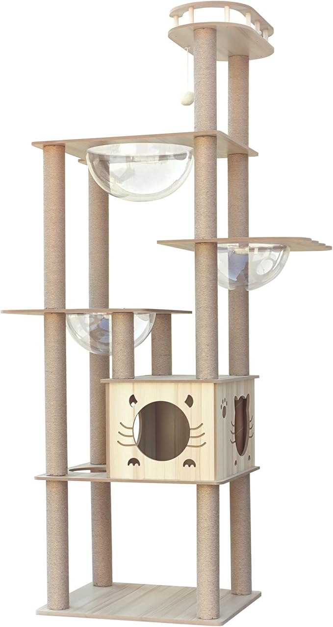 KUMMO 【在庫一掃 】キャットタワー 木製スリム 猫タワー 大型猫用 木製キ