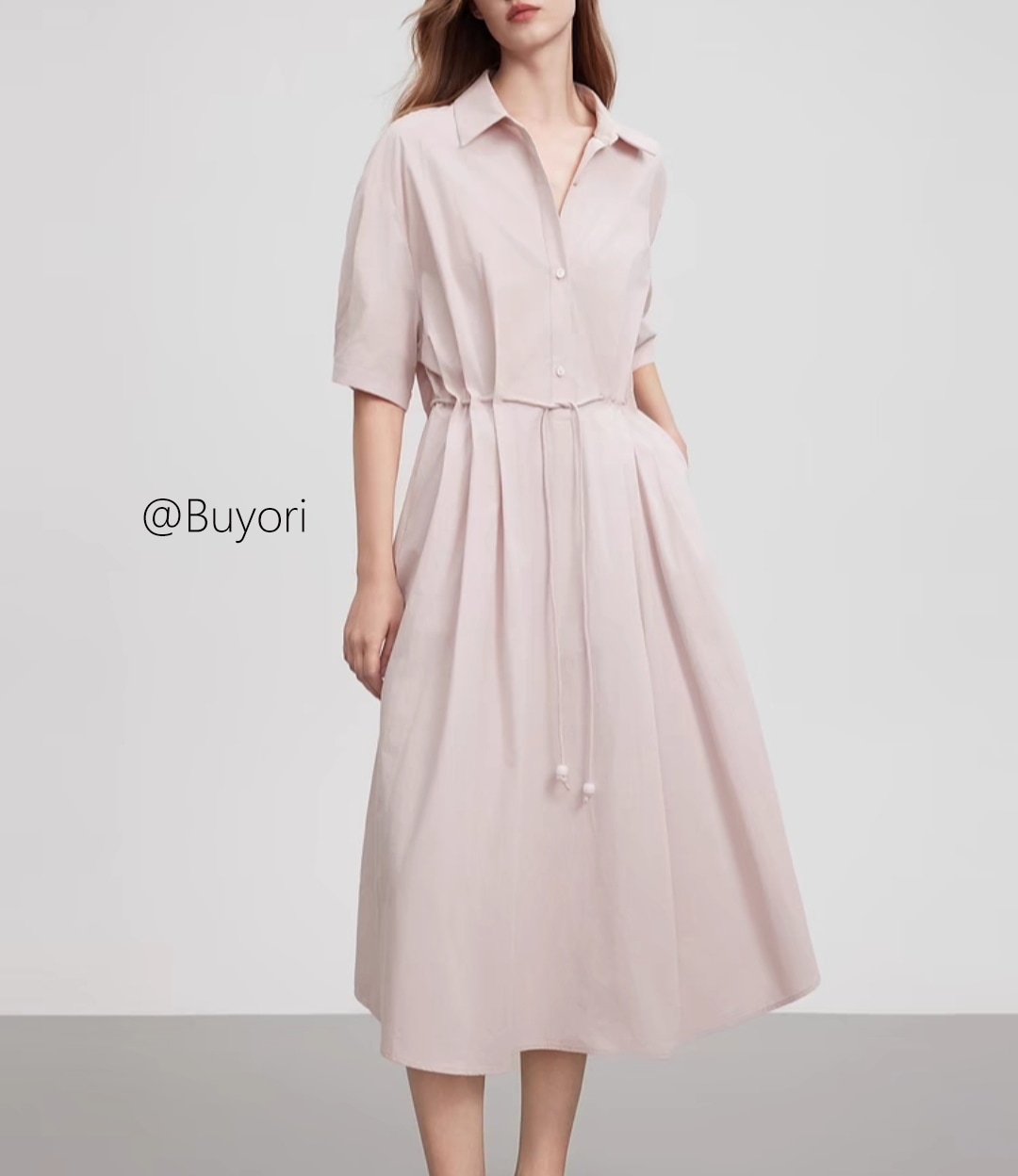 温婉の大気知性の優雅なワンピース女性の日常の通勤は百に乗る2025夏の新型の綿の気質修身は腰を収めてやせて見える風のシャツのスカートのファッションの潮流成熟した経典の高級感の設計