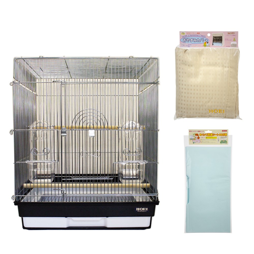 鳥籠　ＨＯＥＩ　４６５インコ　飼育スターターセット（４６．５X４６．５X５６．５ｃｍ）ブラック　銀メッキ　ＣＲＣ55―10―10―00―00 13,742円