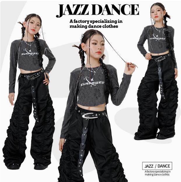 期間限定30%割引長袖シャツ 子供ダンス衣装ショートシャツ ロング丈パンツ ガーコパンツ ジャズダンス 可愛い 女の子ジャズダンス衣装 ヒップホップ ダンス衣装 エレガント スレッスン着 おしゃれダン