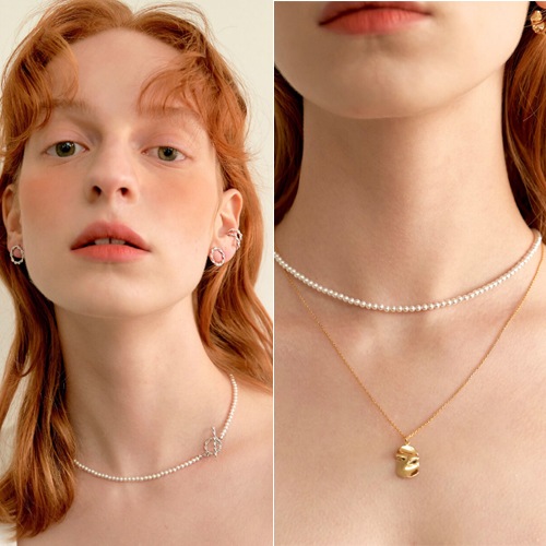 [イヒョン着用] Flower Wreath Pearl Necklace (2color) 韓国女性アクセサリー 人気ジュエリー デイリーアクセサリー セレブが愛するカスタムジュエリー