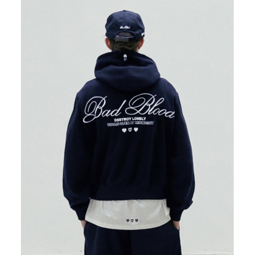 BADBLOOD Classic Logo Hood Navy w-hde24-030
