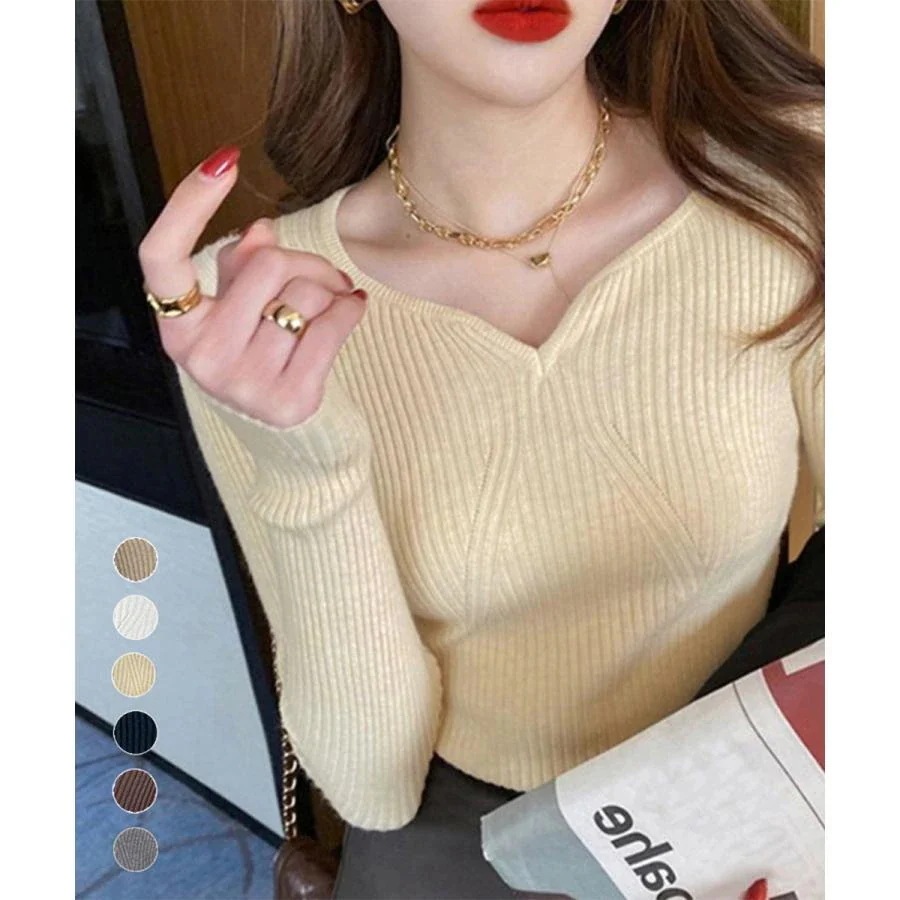 韓国ファッション リブニットトップス レディース 大人服 百掛け 大きいサイズ 長袖 タートルネック ベーシックニット