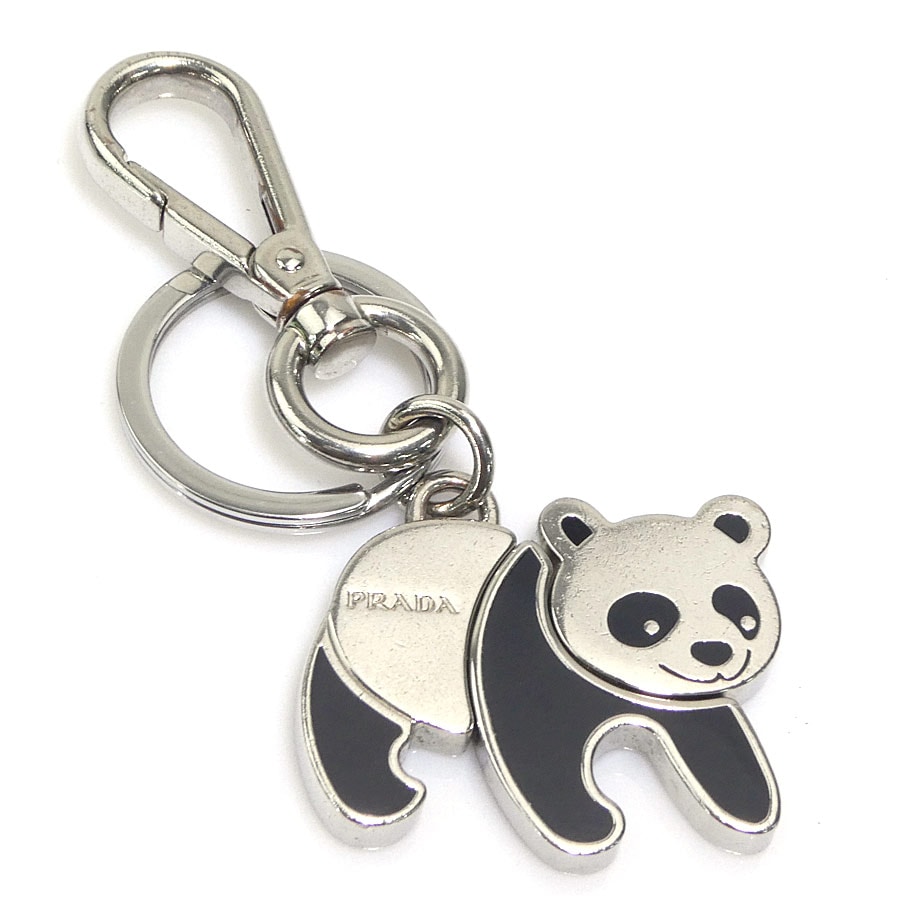 プラダ PRADA チャーム キーリング パンダ メタル シルバー×ブラック ユニセックス 56219a