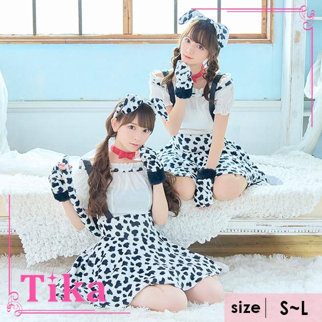 ハロウィン コスプレ ダルメシアン セクシー 衣装 仮装 コスチュームセット マスク 白 黒 ワンピース カチューシャ 犬耳 犬