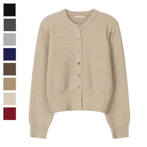 女性の変わりやすい季節のレイチェルラウンド長袖カーディガンSGW-CA-Q089-オートミール