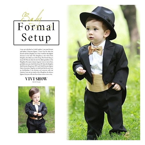 キッズ 子供服 おしゃれ タキシード 燕尾服 ベビー フォーマルスーツ 男の子 結婚式 ピアノ 5点