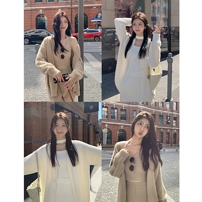 マルバンソフトワックスVネックセーターカーディガンジャケットレディース2025ショートホルターネックサスペンダーバッグヒップスカートカバー