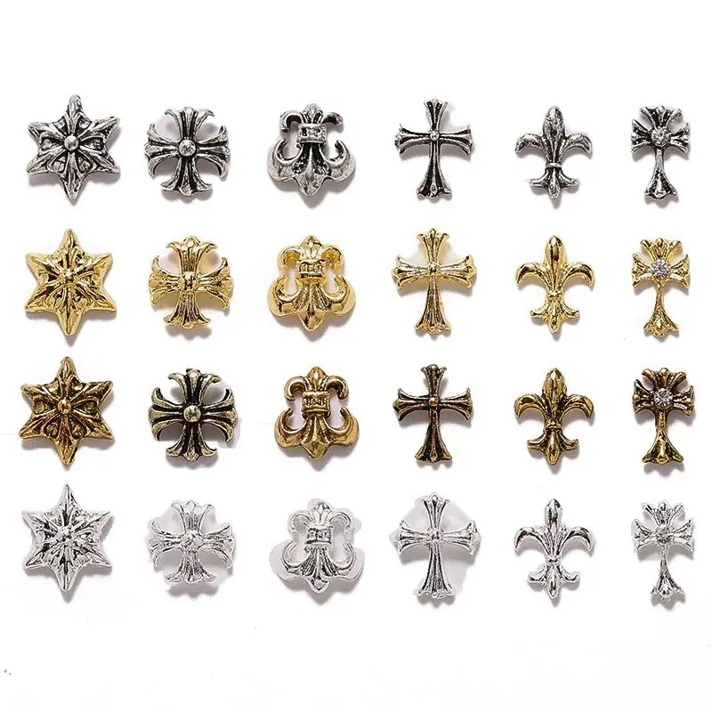 【10点セット】ネイル メタルパーツクロス 十字架 紋章 ゴールド シルバー ネイルアクセサリー 5個入り 6,477円