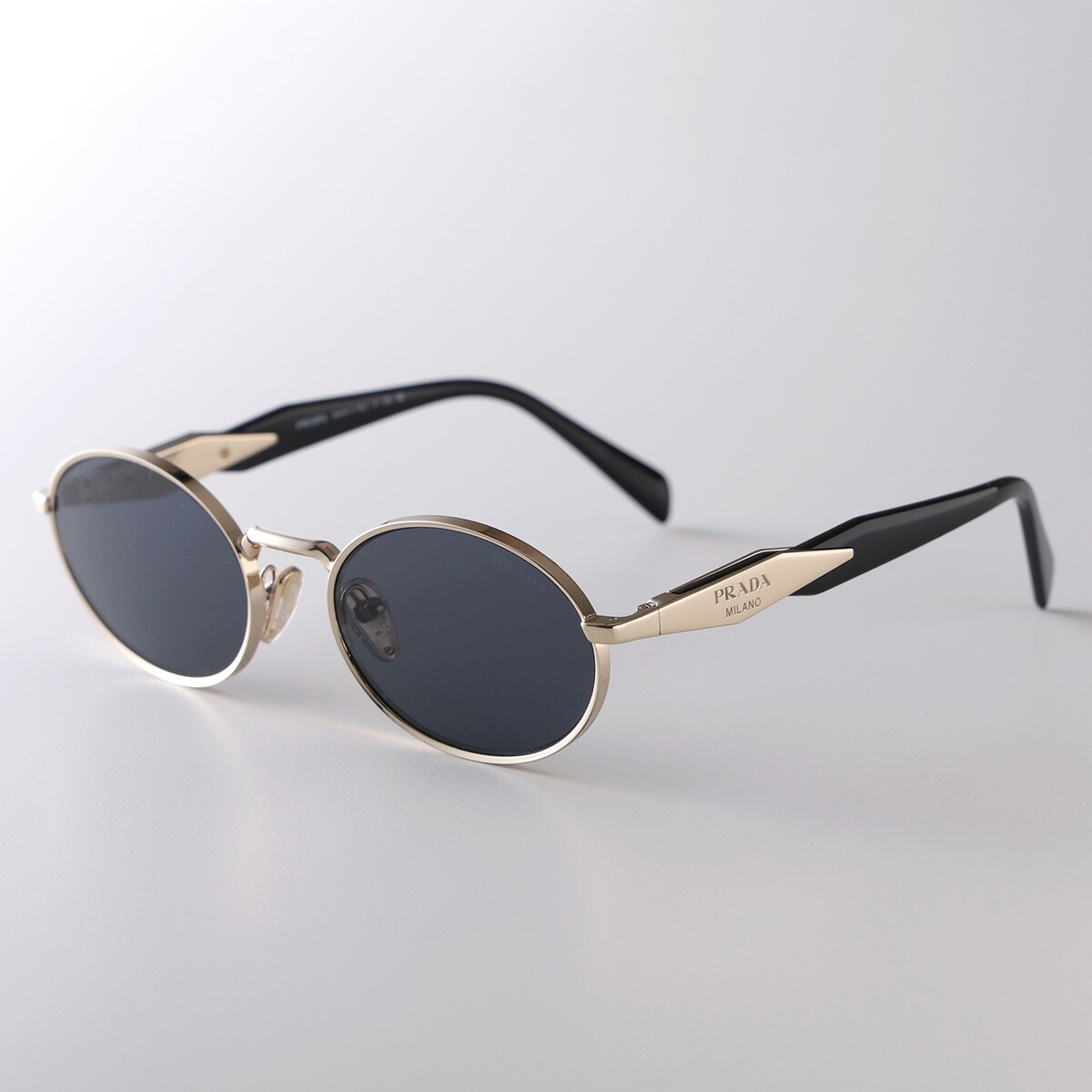 PRADA プラダ サングラス SPR 65Z メンズ オーバル型 メタルフレーム フルリム クリングスタイプ ロゴ アイウェア ZVN09T