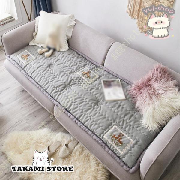 長座布団 ソファシートマット 可愛い 北欧 キルティング ソファーカバー ソファー 北欧風 長方形 おしゃれ マルチカバー 四季通用 大判 洗える 超便利