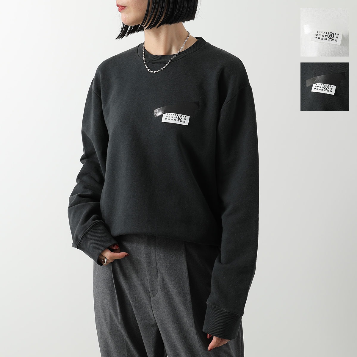 MM6 エムエムシックス メゾンマルジェラ トレーナー S62GU0143 M25024 レディース テープドラベル スウェットシャツ 長袖 クルーネック カラー2色