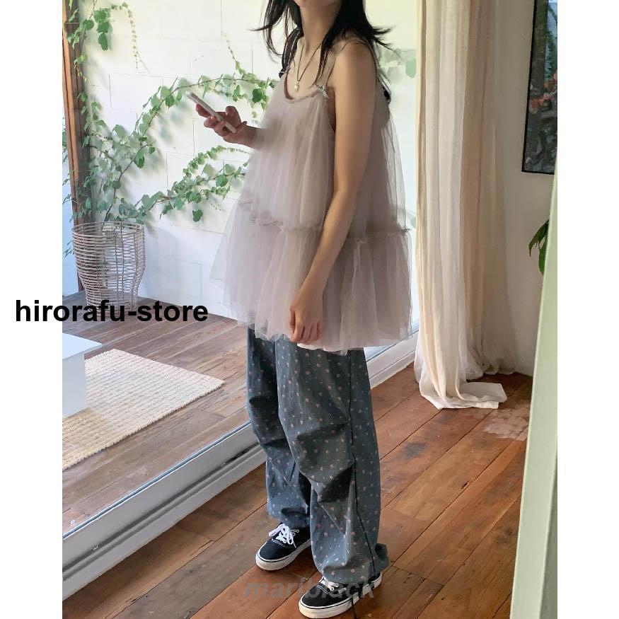 キャミソール タンクトップ レディース 夏 秋 チュール トップス ノースリーブ ブラウス キャミソール Aレイン 春 夏 タンクトップ 重ね着 レイヤード風 ゆった