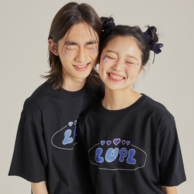 ハート ロゴ 半袖 プリント Tシャツ [ブラック] 5,605円