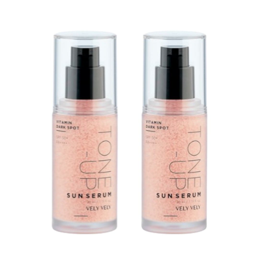 ビタミン トーンアップ サンセラム SPF50+ PA++++ 30ml×2個 自然密着 ピンクカプセル 日焼け止め 紫外線カット 軽量セラム 保湿ツヤ 肌色補正 セラムタイプ スキンケア兼